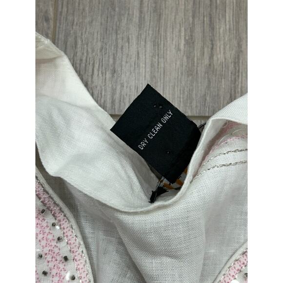 Grace Elements Womens White Linen Embroidered Trim Boho Blouse Top Plus Size 3X - Picture 5 of 8